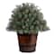 26&#x22; Flocked Artificial Christmas Shrub with Pinecones, Multicolor LED Lights